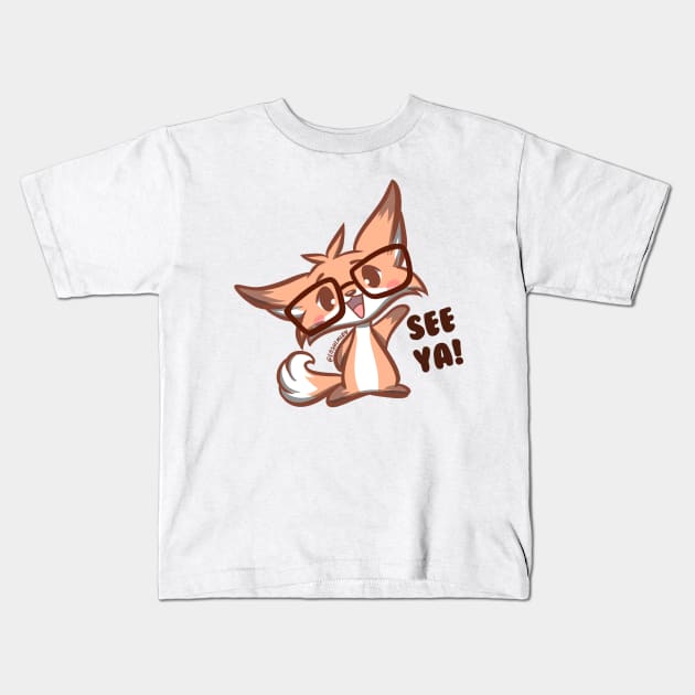 Cute Kawaii Nerd Fox see you Kids T-Shirt by Kyumotea